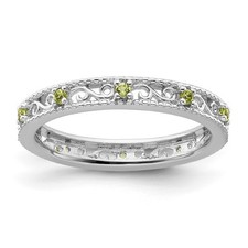 925 Sterling Silver Stackable Expressions Peridot Ring Size 5