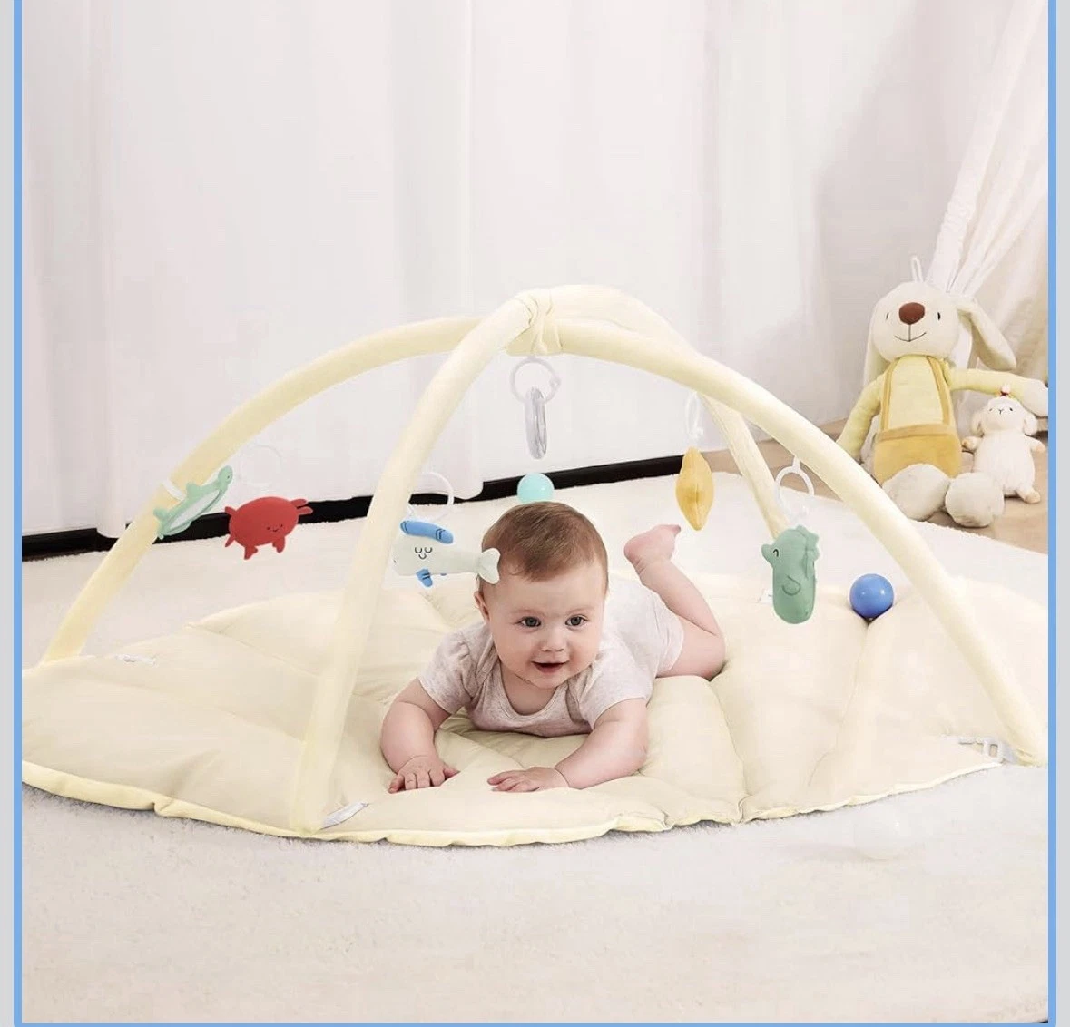 Baby Play Gym Mat, Reversible Tummy Time Mat with 6 Sensory Toys for Stage-Based
Opens in a new wind