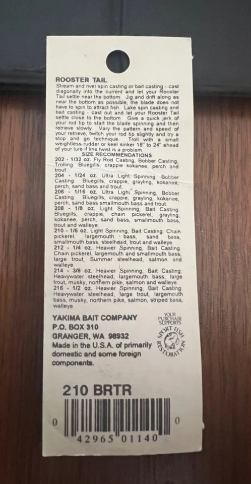 Cola de gallo Worden's vintage 210 1/6 oz BRTR hoja de oro nuevo embalaje original Foto 2 de 4