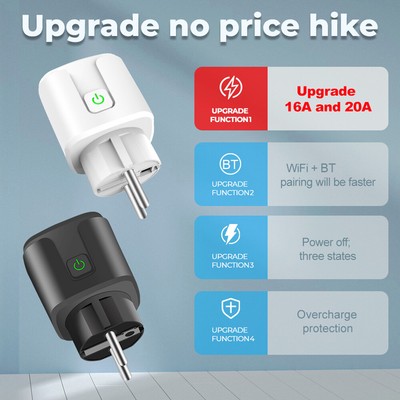 Zigbee3.0 20A EU smart steckdose plug socket wlan Outlet for Alexa google home