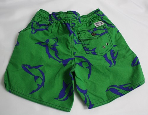 Polo Ralph Lauren Swimsuit Green Pony Logo Swim trunks suit shorts Boys Sharks - Picture 5 of 8