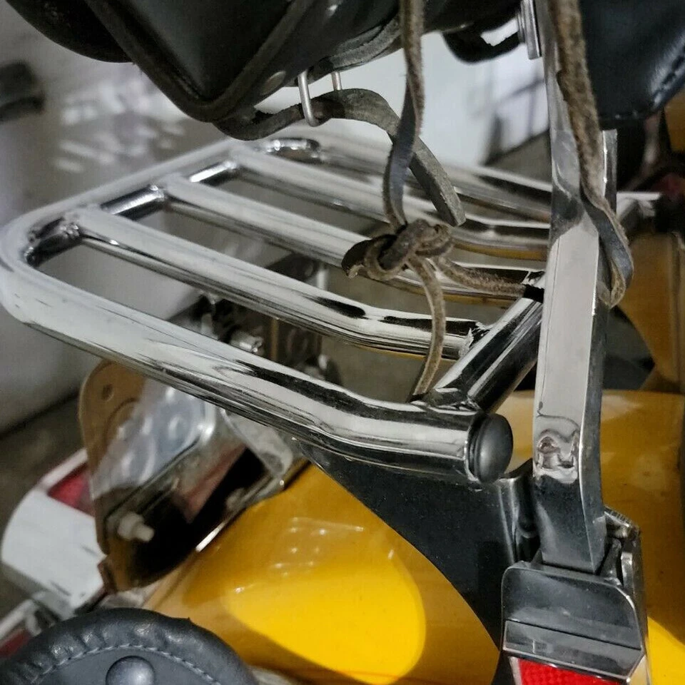 Portaequipajes con respaldo Sissy Bar para Harley Sportster XL Dyna Softail 1984-up Foto 4 de 4