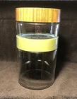 Vintage Pyrex 1.5 & 3 qt See N Store canister 1970s wood-grain Lid & Green Lid