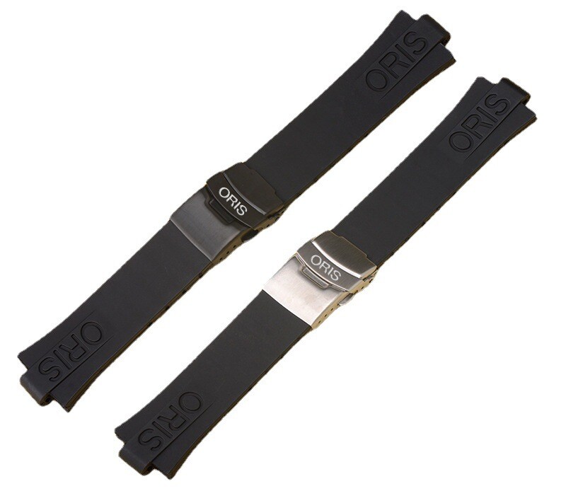 24mm Silicone Rubber Watch Strap with Folding Buckle for Oris TT1 733
