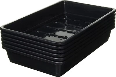 6 x Plastic Seed Trays Garden Greenhouse Seedling Growing Germination WITH HOLES