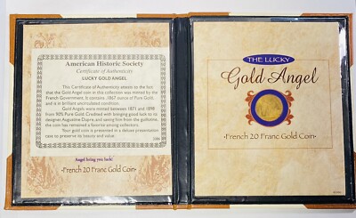 1877 20 Franc Lucky Gold Angel Coin American Historic Society