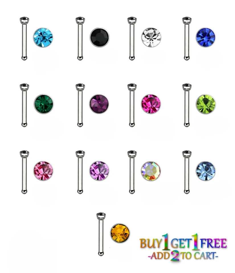 20G MIX NOSE BONE 316L Surgical Stainless CZ Gem Stud Ring Lip Ear Piercing 3077 - Image 4 of 4