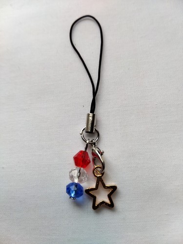 Handmade Patriotic Star Cell Phone Charm Strap Glass Beaded Dangle Accessory USA - Photo 7 sur 9