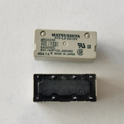 2Pcs   ST2-L2-DC12V Power Relay 8Pins 5A 30VDC #D7*