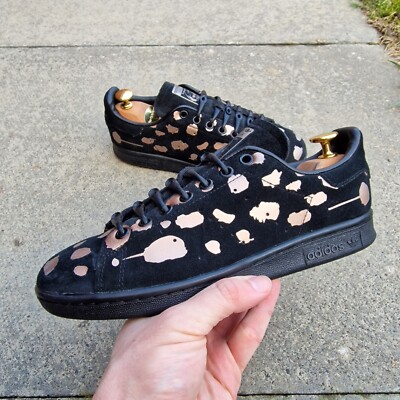 Adidas Stan Smith Sneaker Damen UK 5 schwarz rosegold Leopardenmuster