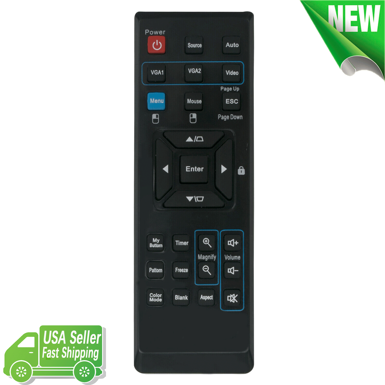 Viewsonic PJD Series Projector Remote Replacement Compatible with PJD5223 PJD5221 PJD513 & More-image