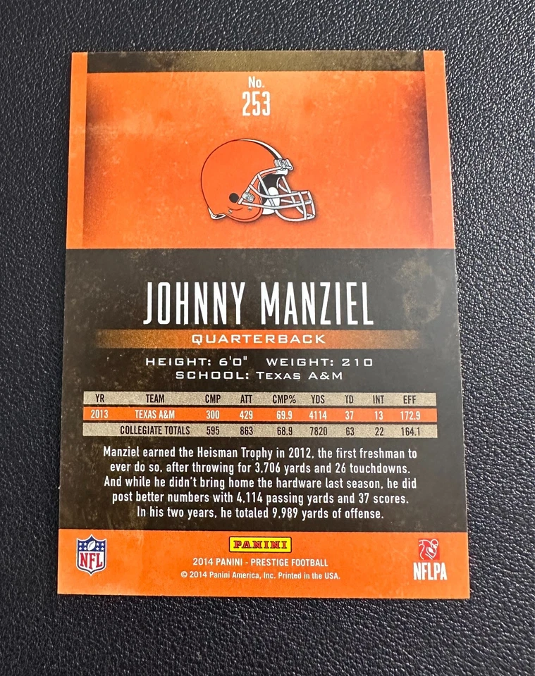 2014 Panini Prestige - #253 Johnny Manziel - Image 2 of 2