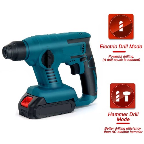 2 Batteries + Cordless Hammer Drill SDS Rotary Heavy Duty Electric Impact Hammer - Picture 13 of 14