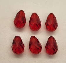 6pc Swarovski Crystal Light Siam Faceted Teardrop 5500 Beads; 3 Sizes