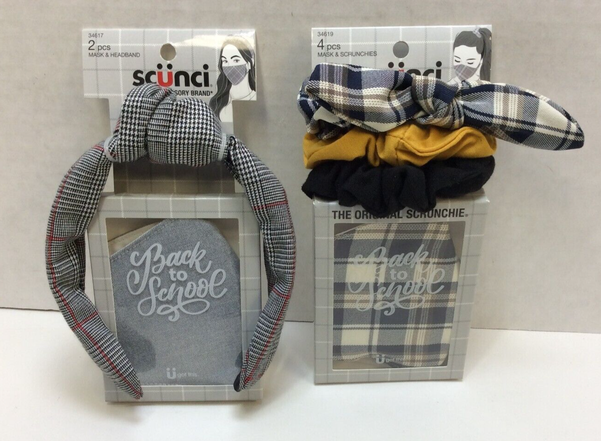 Scunci Back To School Matching Schrunchie, Mask & Headband Sets