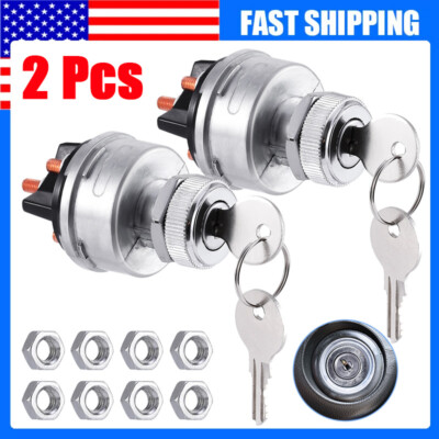 2Pc Universal Ignition Key Starter Switch W/2 Keys For Car Truck Tractor Trailer