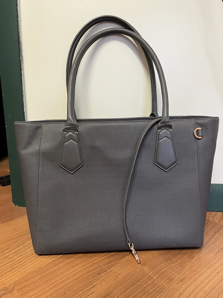 DAGNE DOVER Women's Signature Classic Coated Canvas Tote Graphite Grey $245  NWOT