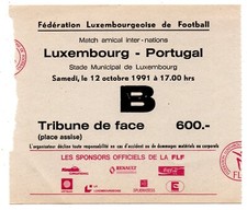 Ticket Luxembourg - Portugal 12.10.1991 / Lu&iacute;s Figo debut Portugal