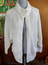 Vintage 80's Women's Gitano Cardigan Sweater Ivory Plus Sz 40