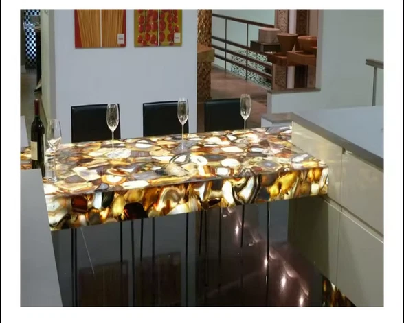Yellow Agate Counter Slab Top, Agate Kitchen Counter Slab, Interior Home Decor - Image 2 of 3