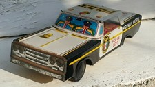 VINTAGE TOY CAR JAPAN POLICE DEPT. 1950 HIGHWAY PATROL TIN VEHICLE FRICTION RARE