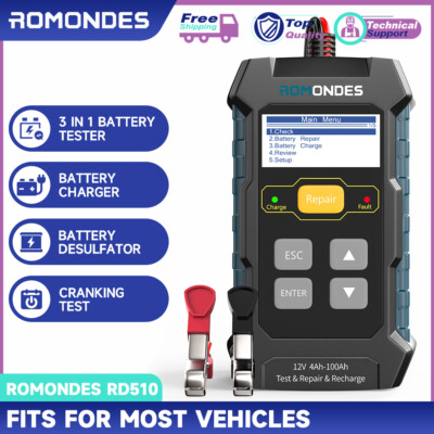 Romondes RD510 Car Battery Tester 12V 5-Amp Smart Battery Charger and Maintainer