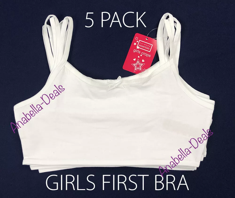 PRIMARK 5 PACK GIRLS CROP TOP - FIRST BRA SOFT COTTON UNDERWEAR