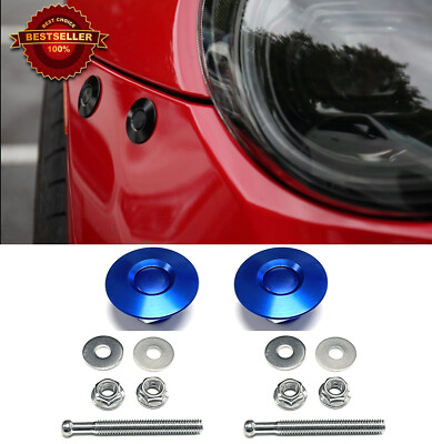 2 x Blue Push Button Quick Release Fender Latch Pin Lock Bumper For Mercedes
