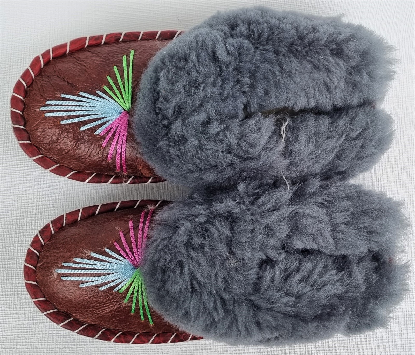 APL PELLICCIA DI AGNELLO calde ciabatte ciabatte n.38 nuove pelle di pecora pelle fatte a mano CILIEGIA