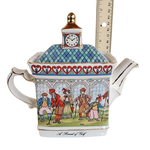 Tetera decorativa Sandler una ronda de golf Wellington Inglaterra porcelana - Imagen 7 de 8