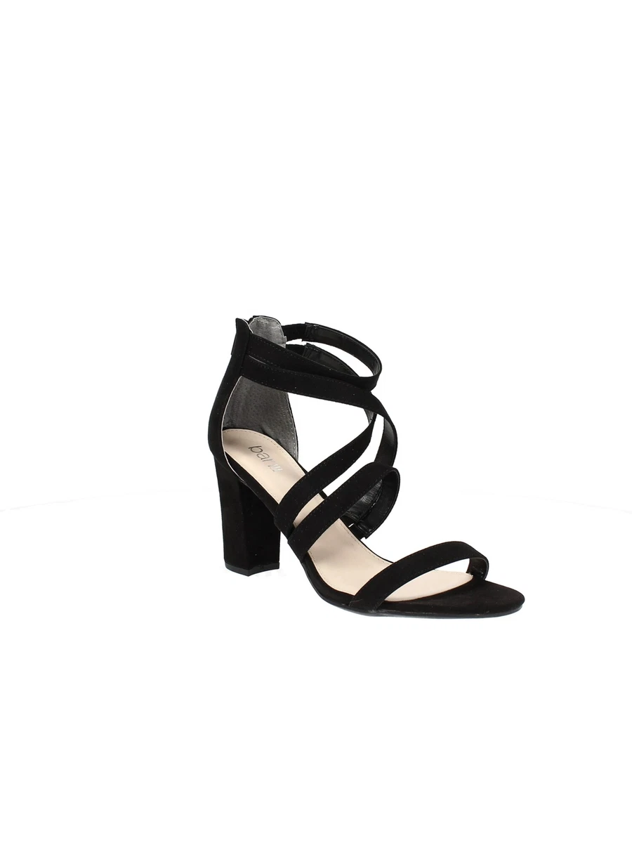 BAR III Womens Black Strappy Padded Blythe Round Toe Block Heel Sandals 9.5 M