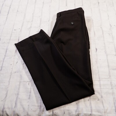 Haggar Eclo Stria Classic Fit Black Flat Front Polyester Mens Dress Pants  34x32 | eBay