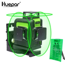 Huepar 3D 12 Lines Green Laser Level Self Leveling Cross Line Professional Laser