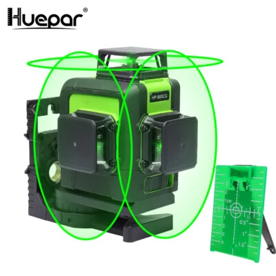Huepar 3D 12 Lines Green Laser Level Self Leveling Cross Line Professional Laser