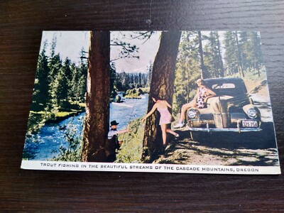 Trout Fishing Streams of the Cascade Mountains Oregon RPPC Photo Postcard