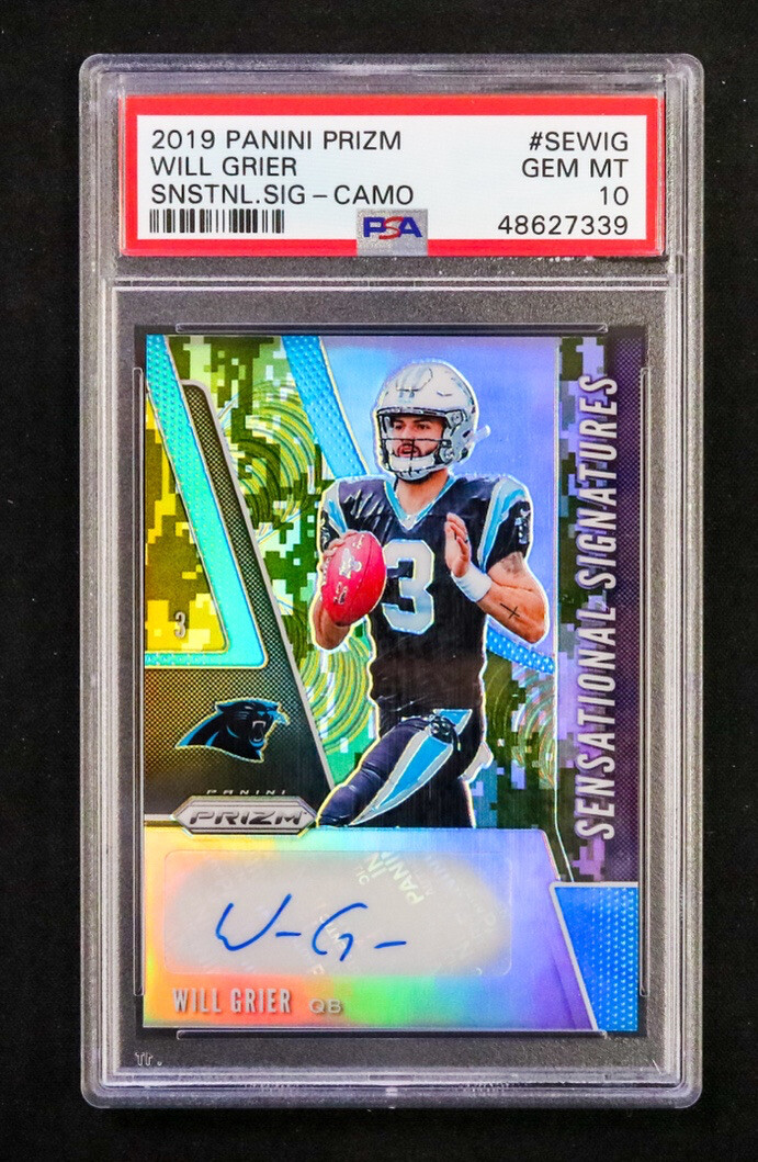 Will Grier Panini Prizm Sensational Signatures #SEWIG Camo