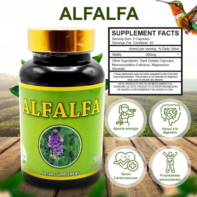 Alfalfa 90 Capsulas Suplemento Herbal 900mg Productos El Colibri Estados Unidos