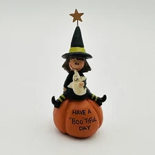 Suzi Skoglund Blossom Bucket Witch Sitting On Pumpkin Halloween Figurine RARE 