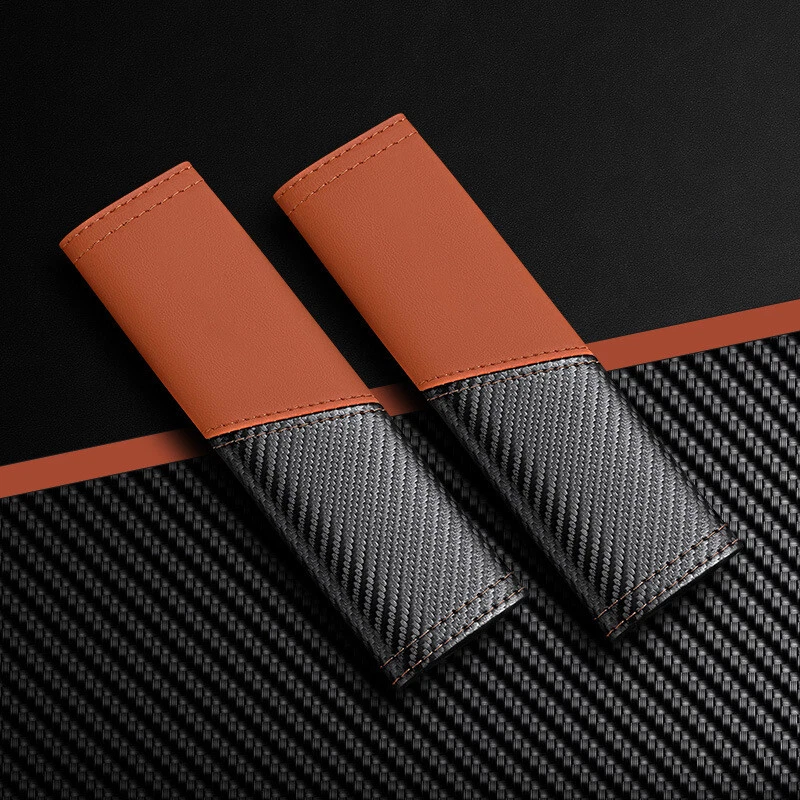2X Almohadillas para cinturón de seguridad de automóvil Cubierta Correa para el hombro Alfombrillas de cojín Cuero PU y Fibra de Carbono Foto 2 de 4