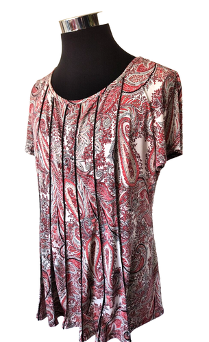 Blusa CB Boho Para Mujer Talla X-Grande Multicolor Paisley Pullover Mangas Cortas - Imagen 17 de 17