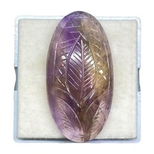 84.65 Cts Natural Ametrine Carved 49x25mm Pendant Size Leaf Design Gemstone