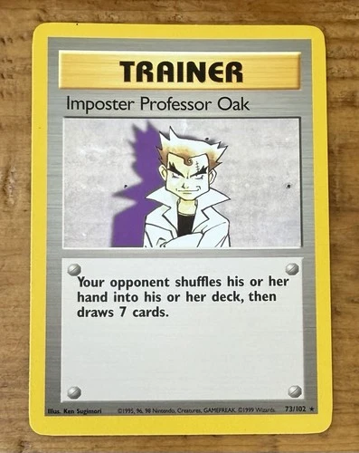 Pokemon TCG Imposter Professor Oak #73/102 Base Set 1 1999 Vintage