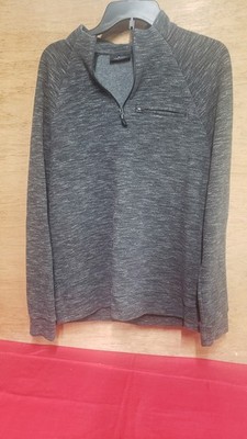 Marc Anthony Mens Heather Gray Slim Fit Quarter Zip Pullover Medium