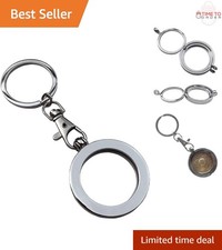 Metal Coin Holder Keychain for Medallions Fits 34mm Coins Durable Modern