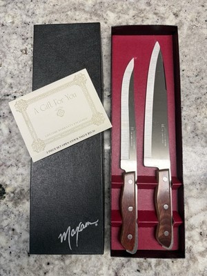 Maxam Stainless Steel Knife Set Carving/Chef Wood Handles Made in Japan Org Box