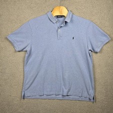 Polo Ralph Lauren Polo Shirt Mens Big 2X Blue Pique Pony Logo Casual Golf