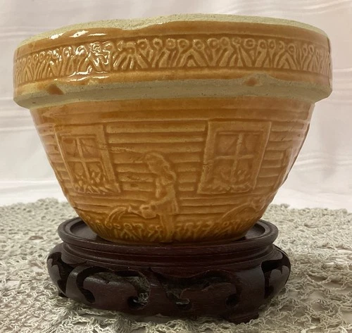 🏺VTG McCoy/Ransbottom Pottery Oreng Mixing Bowl Girl w/ Watering Can 4” Tall