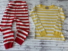 Hanna Andersson Kids Yellow Red Striped Christmas Holiday Pajama Set 5 Snug Fit