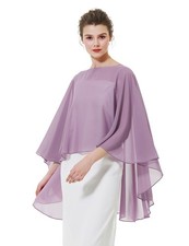 Women's Chiffon Capelet Sheer Overlay Poncho Stole for Wedding Bridal Cape