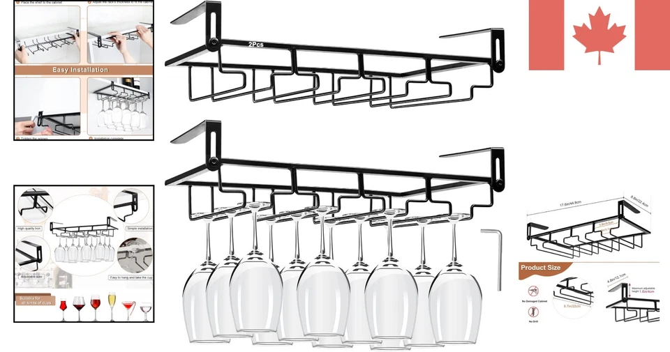 Compact and Durable Adjustable Wine Glass Rack - Fits All Shelf Types, Dust Free Foto 2 de 4